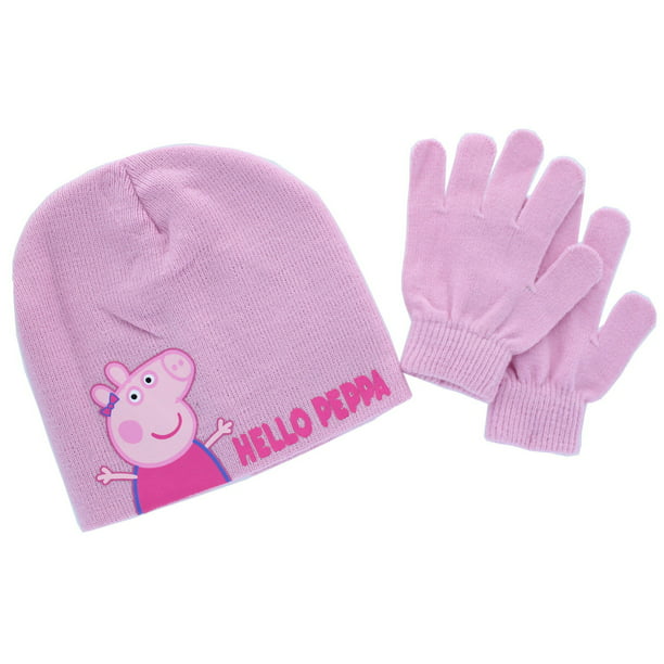 Peppa Pig and Family Childrens Beanie Hat and Gloves Kids Gift Set New